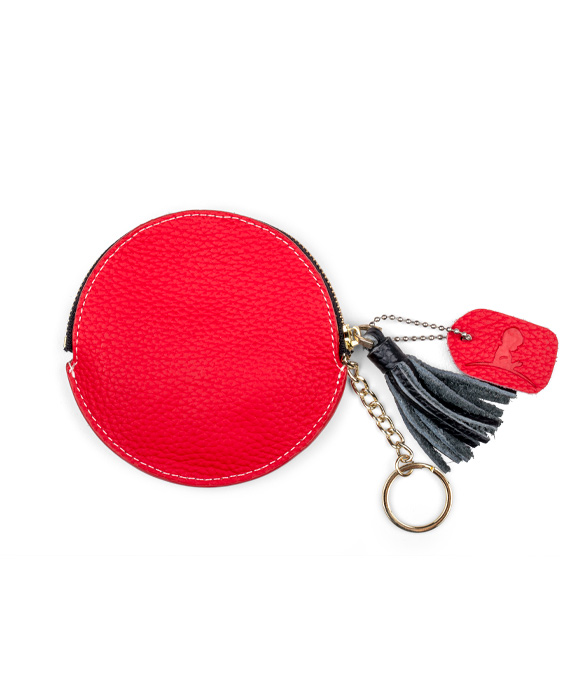 Leather Disc Coin Wallet with Tassel